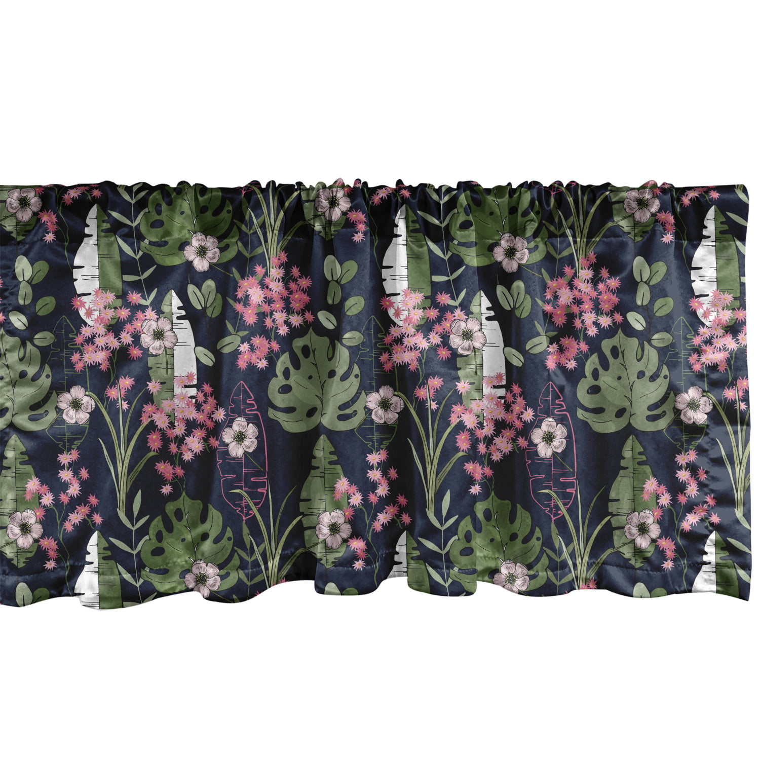 Ambesonne Hawaii Window Valance, Tropical Art Exotic Tree Leaves and ...