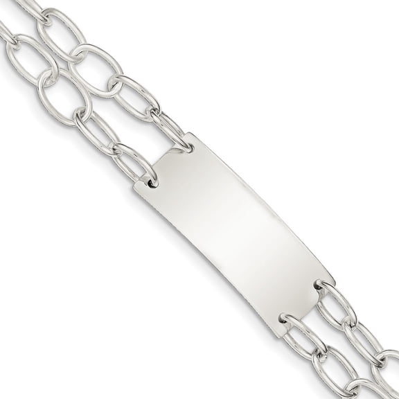 Sterling Silver Double Str Oval Link ID Bracelet - 7.25 Inch - Toggle - Measures 5mm Wide