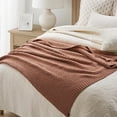 thumbnail image 5 of EVERGRACE Chunky Chenille Knit Throw Blanket for Couch, Soft Luxurious Moss Stitch Blankets for Bed, Cozy Decorative Farmhouse Knitted Throws for Sofa, Terracotta Clay, 50" x 60", 5 of 8