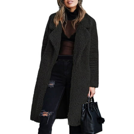 - Women Faux Fur Parka Long Outwear Thicken Overcoat Fleece Jacket Teddy Coat