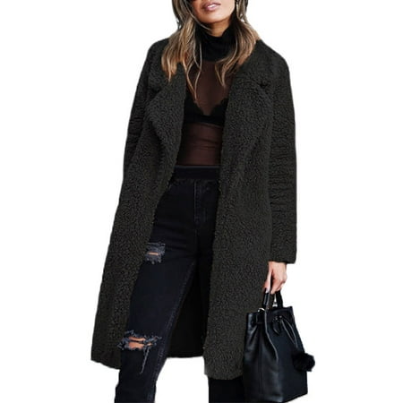 UKAP Women Faux Fur Parka Long Outwear Thicken Overcoat Fleece Jacket Teddy