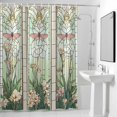 thumbnail image 4 of Butterfly Floral Fabric Shower Curtain Vintage Green Leaves Washable Shower Curtains for Bathroom, Waterproof Bath Curtain with Hooks Home Decor 36x72in, 4 of 8