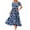 Navy, variant on Pisexur Womens Summer Dresses Bohemian Floral Print Maxi Dress Fashion Casual Round Neck Flowy Dress Tiered Pleated Swing Sundress Short Sleeve Tunic Hawaiian Beach Dress