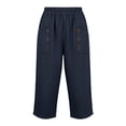 thumbnail image 5 of Noric Women's Cotton High Waist Casual Capri Pants with Button Pocket Elastic Waist Relaxed Fit Solid Yoga Runing Trousers, 5 of 7