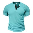 thumbnail image 1 of pstuiky Camisas casuales de manga corta para hombre, Blusas versátiles de manga corta raglán con cuello redondo y botones de color liso para hombre camisas casuales para hombre m, 1 of 3