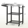 thumbnail image 3 of Outdoor Storage Box, Stainless Steel Top Oven Stand with Foldable Side Table,Three-Shelf Outdoor Grill Cart Table with Hooks, Black And Silver Deck Box,Stainless Steel,Steel Deck Box Outdoor, 3 of 8