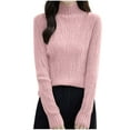 thumbnail image 2 of Vetsdori Turtleneck Sweaters for Women Pullover Plain Pink Holiday Warm Womens Sweaters Style, 2 of 5