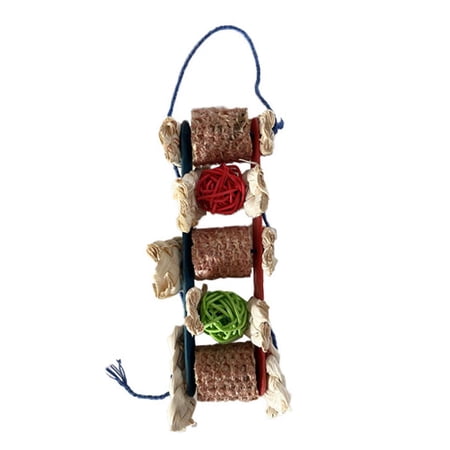 Colorful Parrot Cage Hanging Toys, Birds Chewing Bite Perches, Encourages Foot Exercise Bird Toy for Conures Lovebird Budgie Small Parakeets Red Green Ball