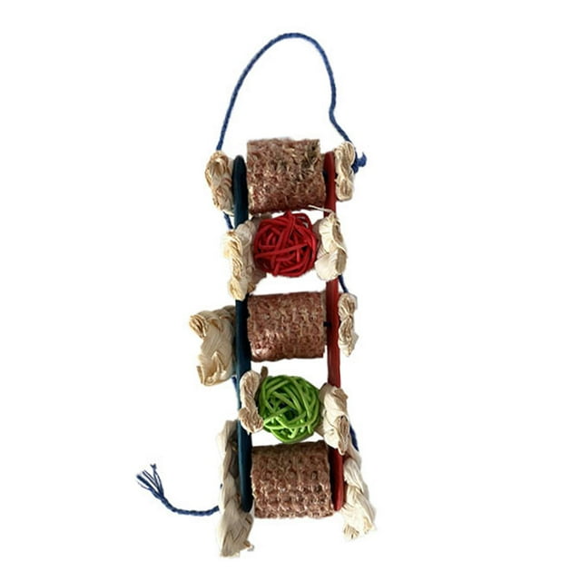 Jaula para loros de colores, juguetes colgantes para pájaros, mordeduras para masticar, perchas de entrenamiento, juguete para loros para pinzones, roja Yinane Perca de pájaro