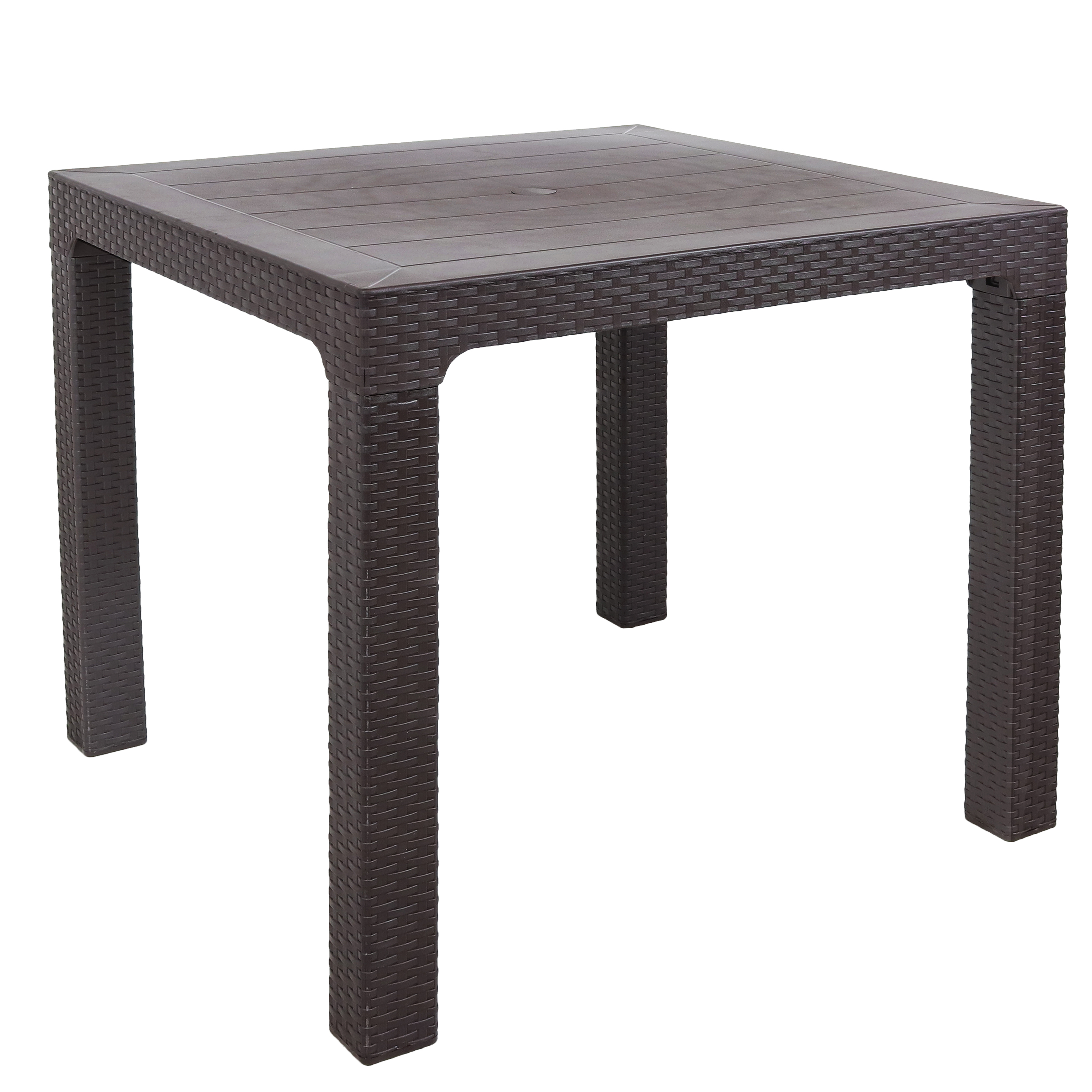 Sunnydaze Indoor/Outdoor Square Rattan Style Plastic Patio Dining Table 31.5" Brown