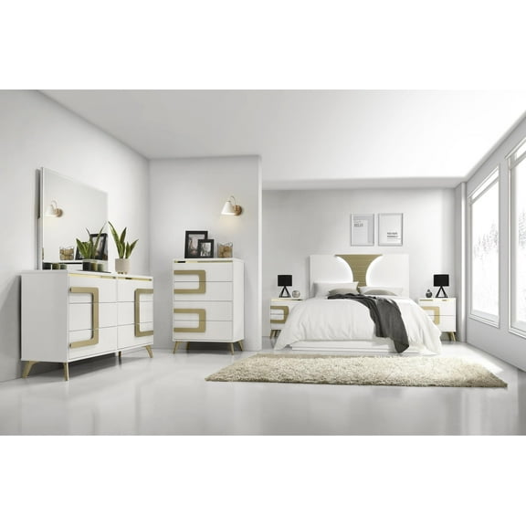 Kings Brand Furniture Claire 6-Piece King Bedroom Set – LED Headboard Bed, Dresser, Mirror, Chest & Nightstands for Adults