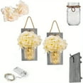 thumbnail image 4 of 2 Pack MetroTek Mason Jar Wall Sconce - 9.8ft 30-LED Lights, Wooden Sconces with Jars/Flowers, Battery-Powered (AA Not Included) – Farmhouse Decor, 4 of 7