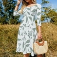 thumbnail image 4 of Seamless Sage Green Leaf Pattern Womens Summer Dress Tie Back A Line Flare Dress, 4 of 9