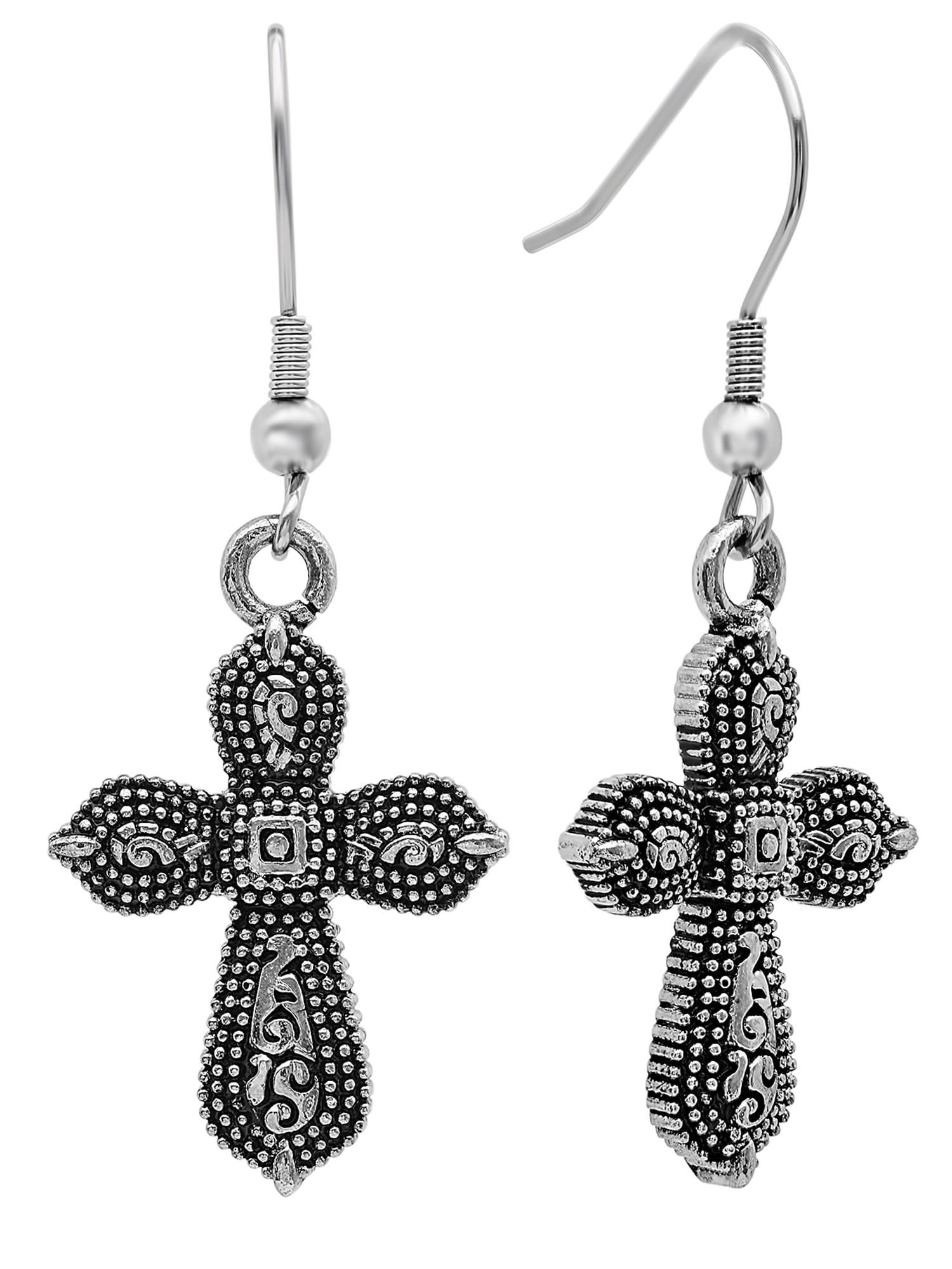 Women's Stainless Steel Antiqued Cross Earrings - Walmart.com