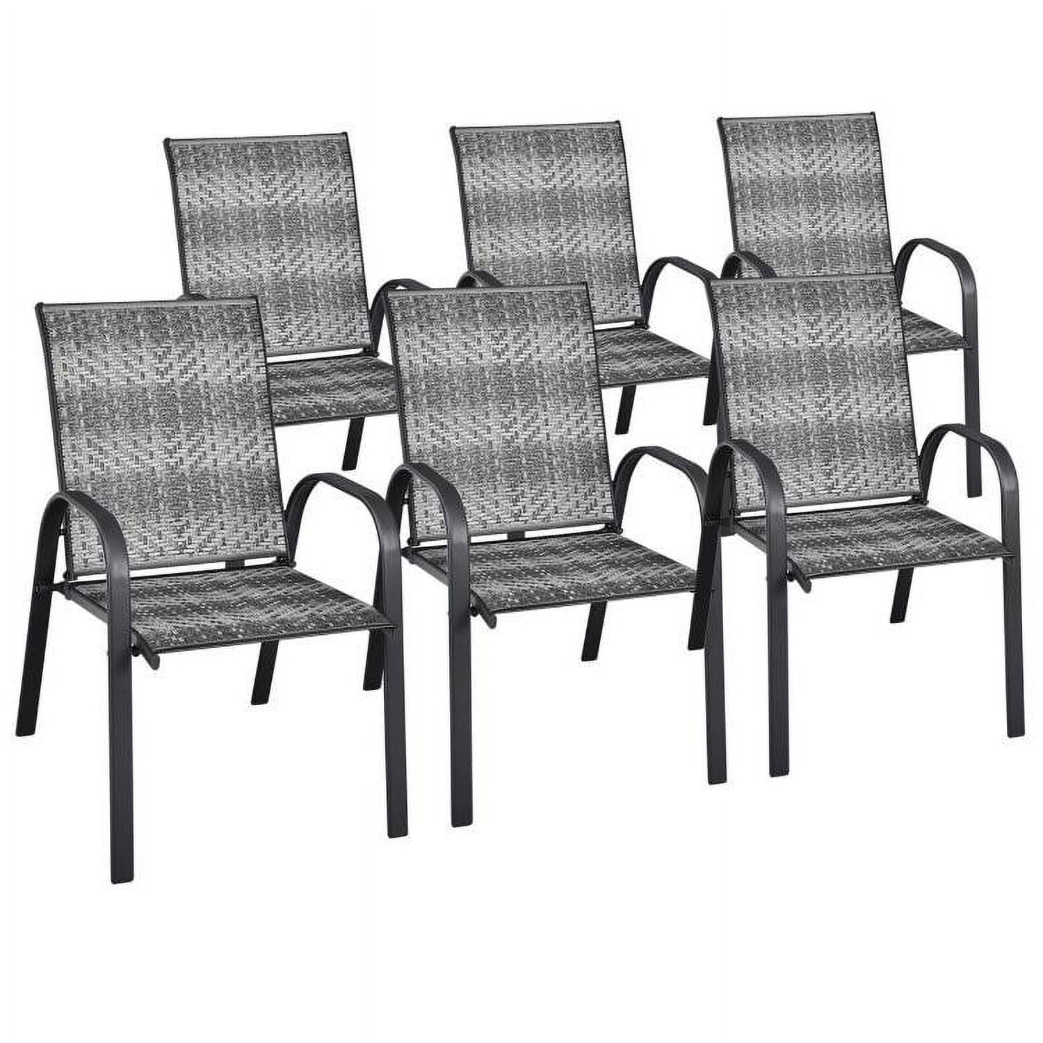 Aimee Lii Set of 6 Outdoor PE Wicker Stackable Chairs with Sturdy Steel Frame, Outdoor Patio Set, Gray Aimee Lii Set of 6 Outdoor PE Wicker Stackable Chairs with Sturdy Steel Frame, Outdoor Patio Set, Gray
