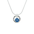 thumbnail image 2 of Delight Jewelry Silvertone Blue Evil Eye Good Luck Silver-tone You Mean the World to Me Ring Necklace, 18", 2 of 4