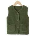 thumbnail image 5 of Lkhaha Kids Winter Vest Boys Girls Warm Sleeveless Padded Jacket Buttons Down Outerwear Army Green 6-7 Years, 5 of 8