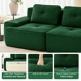 thumbnail image 6 of 117" Modern L-Shaped Modular Sectional Sofa with Movable Ottoman, 3-Seater Corduroy Fabric Couch with Deep Seat, Pearl-like piping, Tufted Design, No Assembly, Anti-slip Design​, Green, 6 of 9