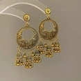 thumbnail image 3 of Antique Gold Ethnic Style Indian Jhumka Earrings Women Fashion Jewelry, 3 of 8