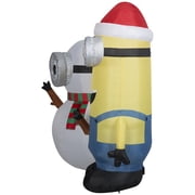 Gemmy Christmas Airblown Inflatable Kevin Building Snowman Scene Universal, 5 ft Tall, White