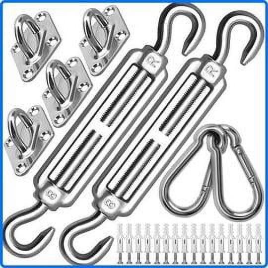 Rhafayre Kit de fijación para toldo M8 de alta resistencia, kit de fijación de toldo de acero inoxidable 304 para triángulo y cuadrado, kit de accesorios