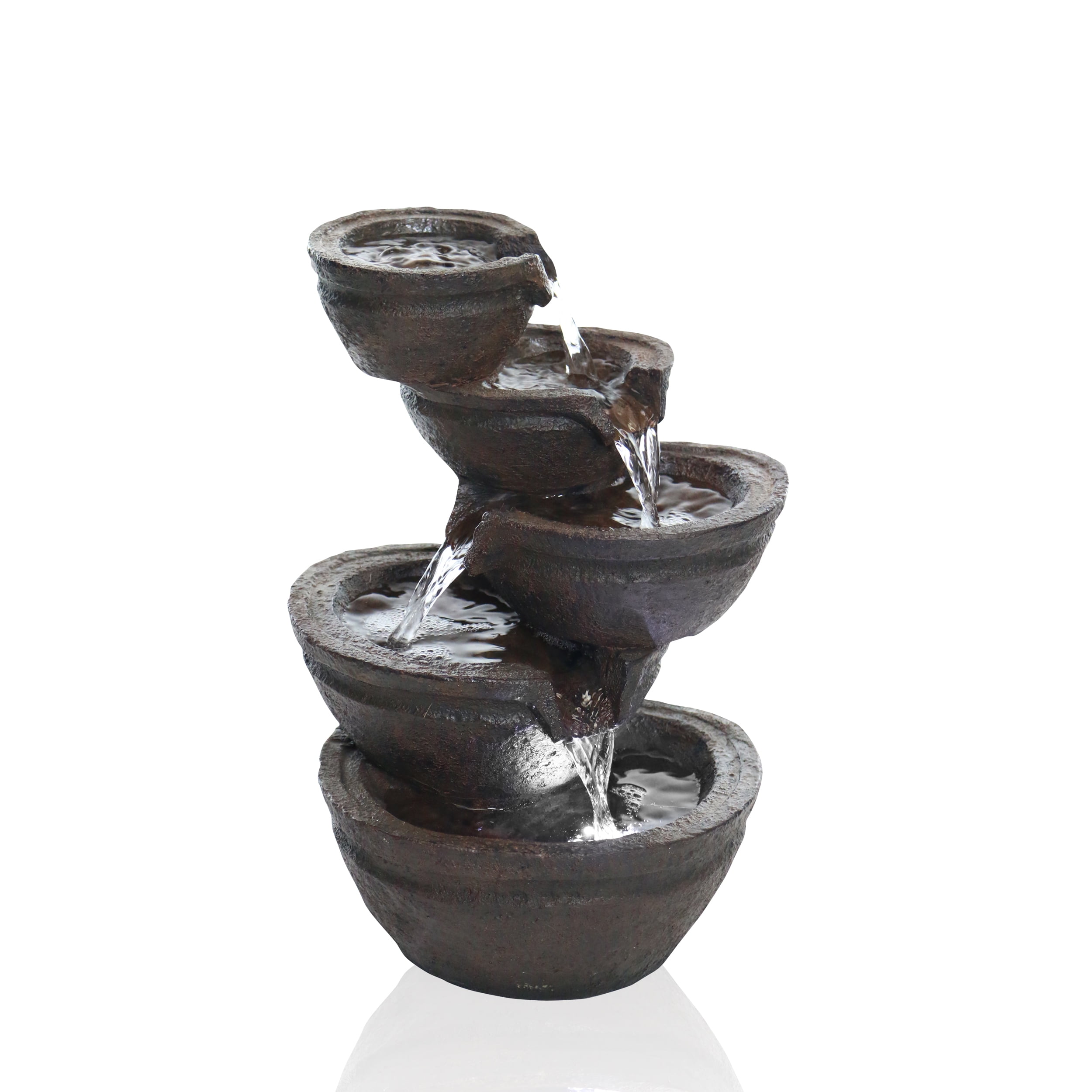 Alpine Corporation 13" 3Tiered Bowls Tabletop Fountain with LED Lights