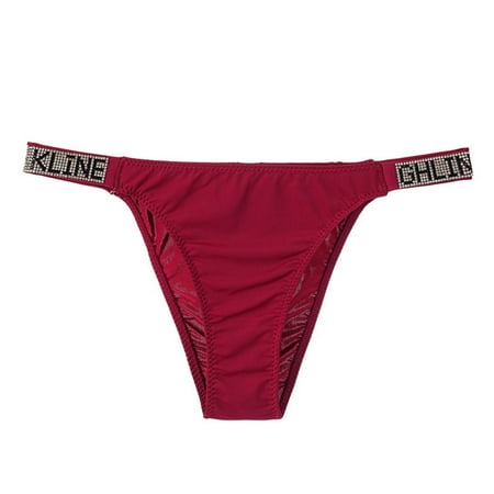 

Fabiurt Women s Underwear Women s Low Rise Thong Underwear With Diamond Cutout Solid Color Comfortable And Peach Underwear Red