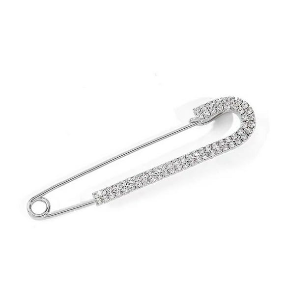 Nvzi-a Women Crystal Big Safety Pin Jewelry Brooch Knit Scarf Lapel or Collar Brooch Pin （silvery）
