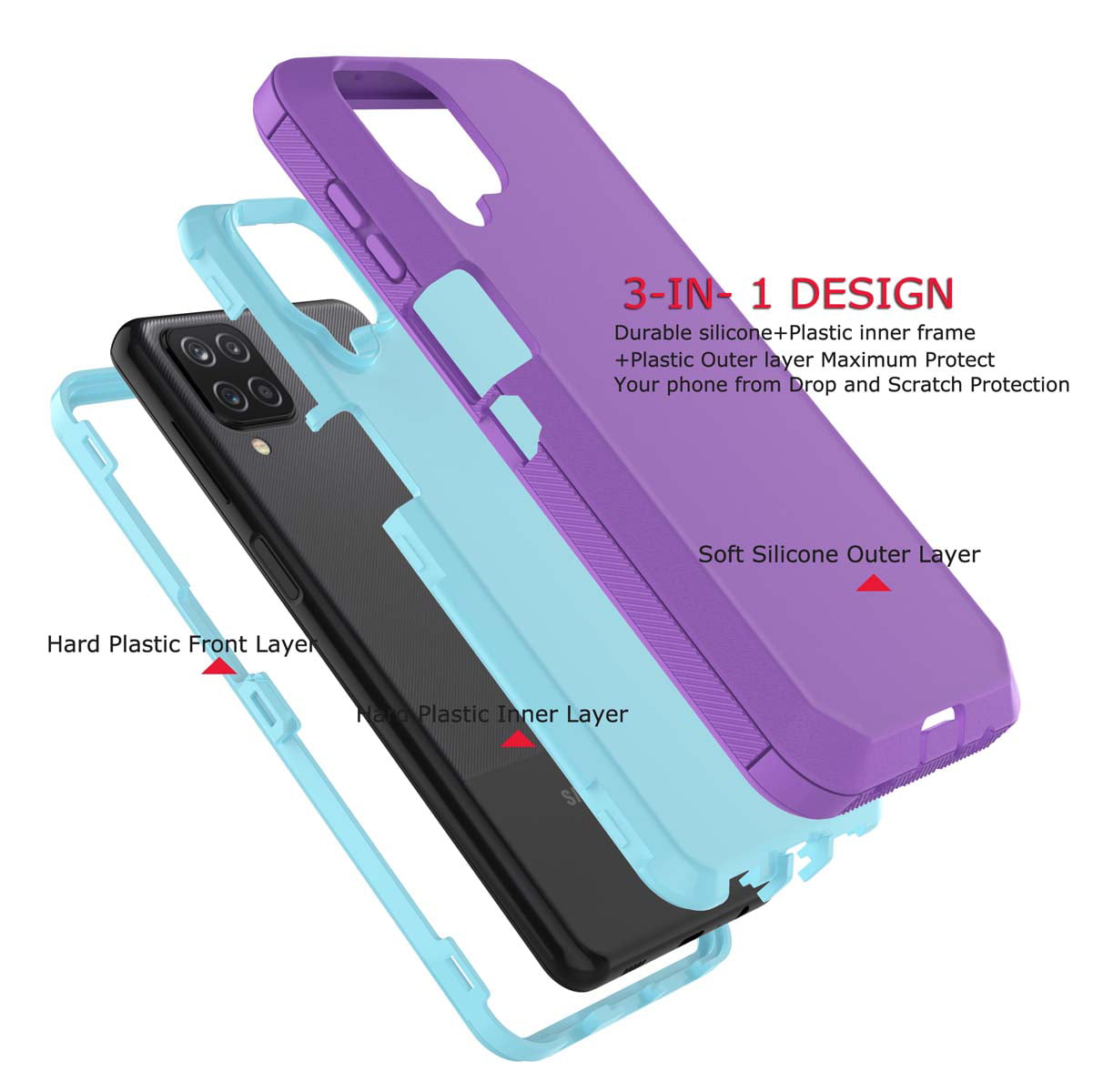 YoodQood for Samsung Galaxy A12 5G Square Case Non Slip Shockproof