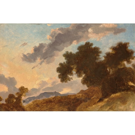 Mountain Landscape at Sunset by Jean Honore Fragonard - 12" x 18" Art Print Wall Decor