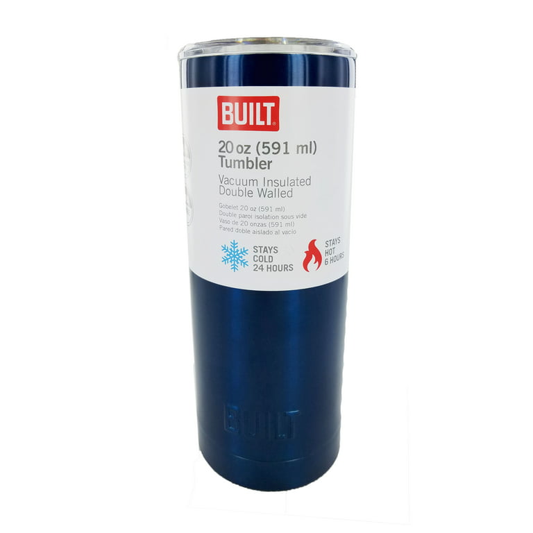 Built Double Wall Stainless Steel Vacuum Insulated Tumbler, 20 oz, Blue