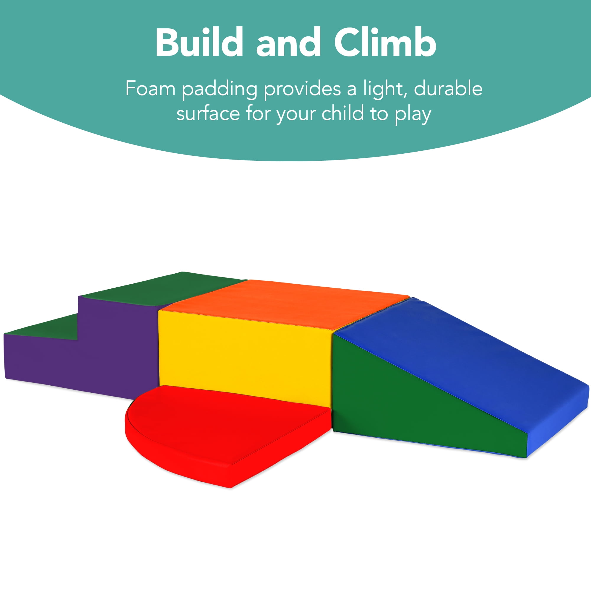 Best Choice Products Soft Foam Climbing Blocks for Toddlers, 4-Piece Play Set, Easy-Clean Vinyl - Multicolor