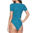 thumbnail image 3 of Uemuo Blue Glitter Pattern Women's One Piece Short Sleeve Swimsuit Rash Guard Surfing Modest Quick-drying Swimsuit Beach Essentials-Large, 3 of 9
