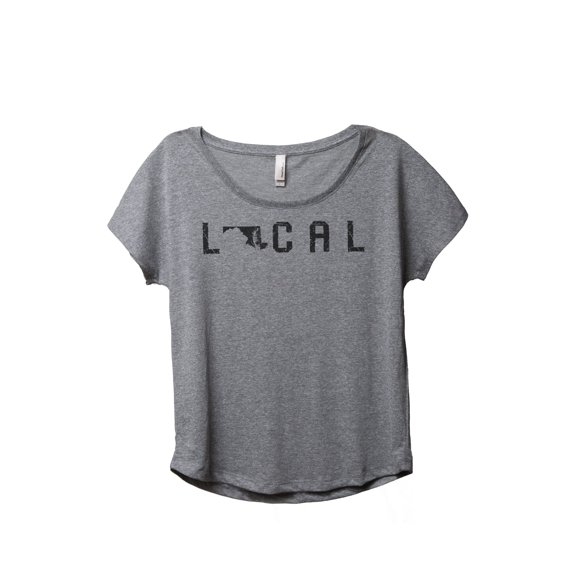 Thread Tank Local Maryland State Women's Relaxed Slouchy Dolman T-Shirt Tee Heather Grey Small