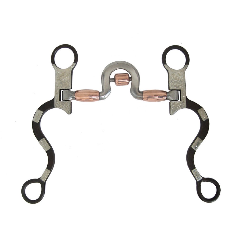 Western Horse Show Bit Spoon Mouth Copper Roller Antique Brown Silver