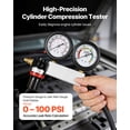 thumbnail image 5 of VEVOR Engine Cylinder Compression Tester Kit, Pressure Gauge Range of 0-100 PSI, Automotive Leak Down Tester Kit with 4 Adapters, 2 Metal Tubes, Pressure Check & Leakage Rate Test on Cars,Motorcycles, 5 of 9