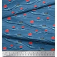 thumbnail image 3 of Soimoi Blue Japan Crepe Satin Fabric Sailboat & Waves Ocean Print Fabric by Yard 42 Inch Wide, 3 of 3