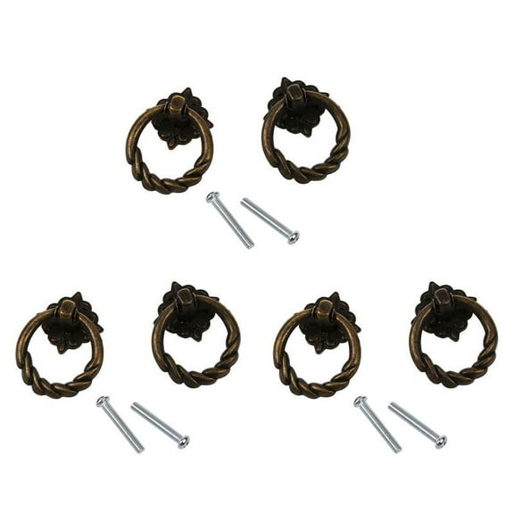 6pcs Vintage Cabinet Drawer Dresser Cupboard Pull Handle Knob with Screws--Antique Brass