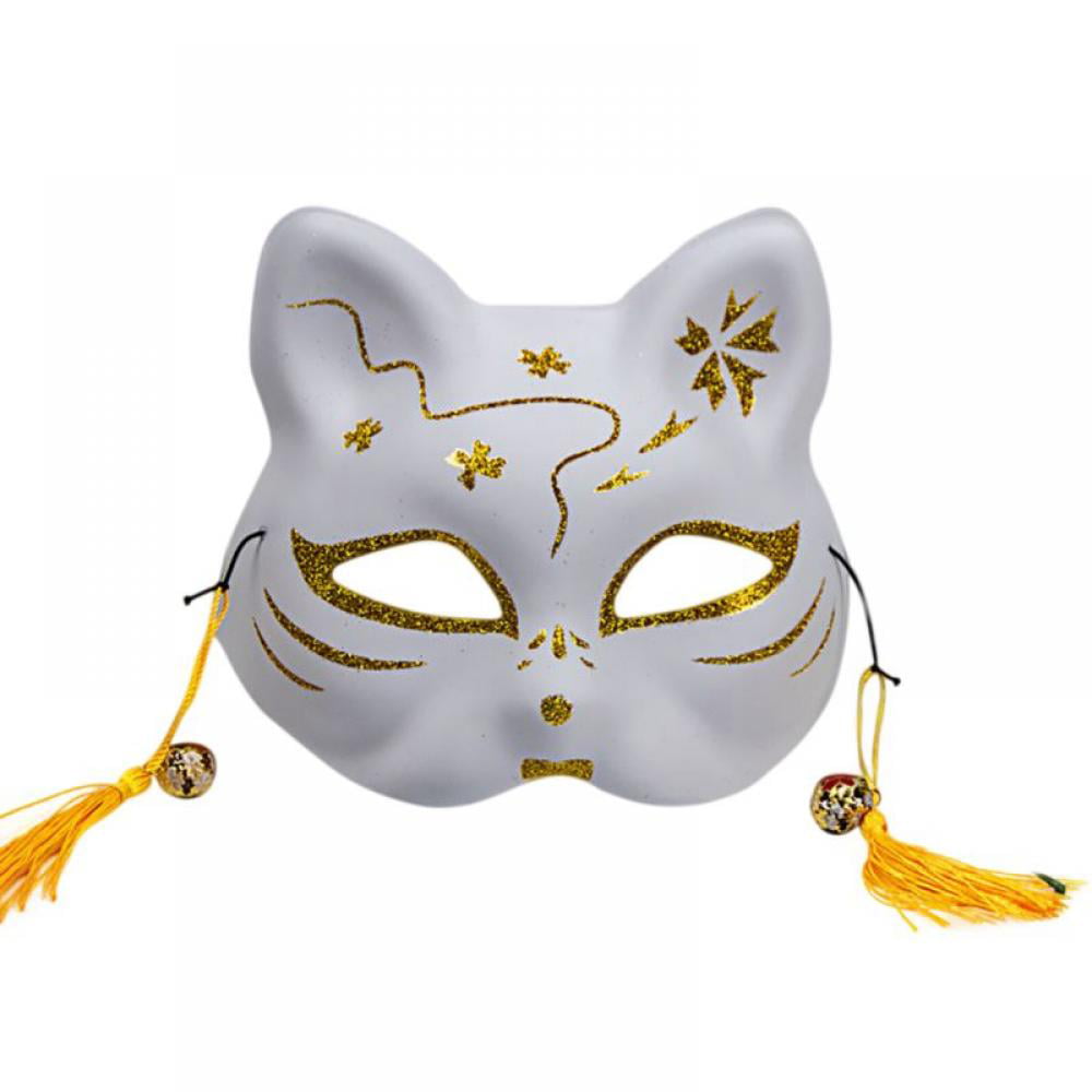 Japanese Kimono Kabuki Fox Spirit Accessories Festival Masquerade Ball Party Kitsune Cat Mask for Halloween Costume Cosplay 