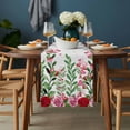 thumbnail image 2 of Valentine's Day Table Runner - 120 Inch Long, Kitchen Dining Table Runner Dresser Scarves, Pink Red Roses Love Heart Eucalyptus Leaves Farmhouse Decor for Coffee Tables Wedding Party Banquet, 2 of 8