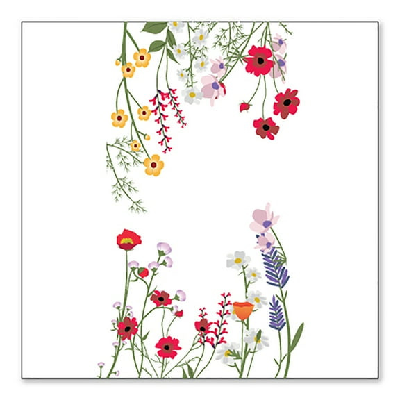 DistinctInk Custom Bumper Sticker - 3" x 3" Decorative Decal - White Background - Wildflowers Border Blue Pink Purple