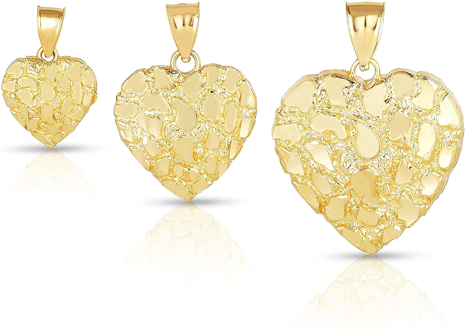 Floreo 10k Yellow Gold Nugget Heart Pendant with Optional Chain Necklace -  Walmart.com