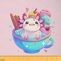 jejeloiu Cartoon Animal Axolotl Fabric by the Yard 5 Yards,Dessert Ice Cream Fabric for Sewing,Pink Sea Salamander Home Decor Fabric by the Yard,For Teens,Microfiber Bedroom Decor