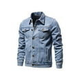 thumbnail image 3 of Frontwalk Jean Jacket for Men Classic Slim Fit Button Down Denim Jacket Casual Long Sleeve Lapel Outwear Tops, 3 of 7