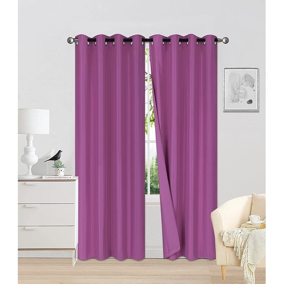 Sapphire Home Double Microfiber Blackout Curtains - 2-Panel Sets of 54x63 100% Black Out Curtains for Bedroom-Durable 3-Layer Foam Insulated, Sun Blocking Window Curtain - MicroBlkout, 63", Hot Pink