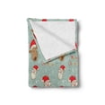 thumbnail image 2 of Christmas Soft Flannel Fleece Blanket, Santa Claus and His Deer Celebrating Your Holiday Vintage Cartoon on Snowflakes, Cozy Plush for Indoor and Outdoor Use, 60" x 80", Multicolor, by Ambesonne, 2 of 5