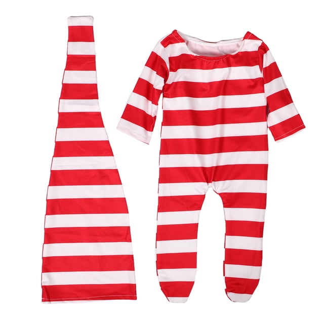 1 conjunto de ropa para sesión de fotos de recién nacido: Conjunto de ropa para sesión de fotos de bebé recién nacido - Pelele de rayas con pies - Accesorio de fotografía