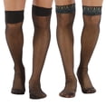 thumbnail image 1 of 2 pares de medias finas negras hasta la antideslizantes para hombre Medias largas para adultos Ropa de club Macarena Medias de encaje sexy para hombre, 1 of 8