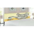 thumbnail image 2 of Animal Headboard, Funny Bathing Mouse Trunk in the Desert Cartoon Animal Print, Upholstered Decorative Metal Bed Headboard with Memory Foam, King Size, Grey Yellow Cream, by Ambesonne, 2 of 4