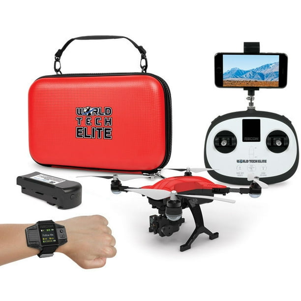 World Tech Elite Recon RC Follow Me Camera Drone Quadcopter with